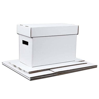 CROSSDESIGN Comic Book Storage Boxes 3 Pack, Corrugated Cardboard Moving Organizer with Handles & Collapsible Lids, Holds 150-175 Comics, 15.8" x 11.42" x 8" | Organizer with Handles & Collapsible Lids, Holds 150-175 Comics, 15.8" x 11.42" x 8" - size: 3