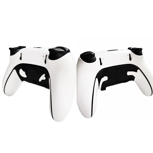 12 in 1 Interchangeable Thumbsticks & Metal Back Paddles Replacement Parts for PS5 DualSense Edge Controller, 6 Silicone Analog Joystick Caps, 4 Paddles Trigger Buttons,2 Base Rings (White) - color: White