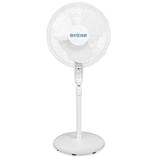 Hurricane 16" Supreme Oscillating Stand Pedestal Fan with Remote for Home, White - Standing Electric Air Cooling Unit for Indoor Room, Garage, Workshop, Shed, and Greenhouse - color: White, size: 1 Pack