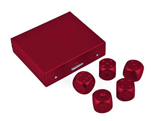 DS.DISTINCTIVE STYLE Aluminum Alloy Dice 5 Pieces 16mm Portable Metal Dices with Case 6 Sided Dice for Party Game - color: Red, style: Square