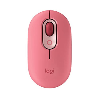 Logitech POP Mouse Compact and Portable Wireless - Heartbreaker Rose | Compact, portable, programmable buttons, quiet clicks, easy-switch up to 3 devices, for laptop, tablet, PC - color: Heartbreaker Rose