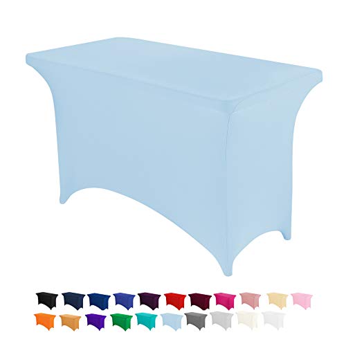 Peomeise 4FT Spandex Table Cover Rectangular Stretch Spandex Tablecloth (Blue Mist,4FT) - color: Blue Mist, size: 48" x 30" (Rectangle)