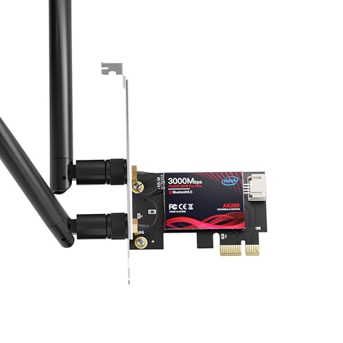 WiFi 6 PCIe Card for Gaming PC with Bluetooth 5.2,3000Mbps Ultra-Low Latency,WPA3 Security,4K Streaming/VR Ready'Windows 11/10 Dual Band Adapter