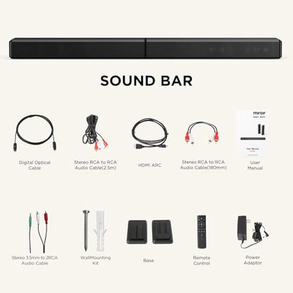 2.0 ch 100W Sound Bar for Smart TV, 2-in-1 Detachable Bluetooth 5.3 Speaker with 3 EQ Modes & Adjustable Bass - Home Theater Audio for Movies, Gaming, Music