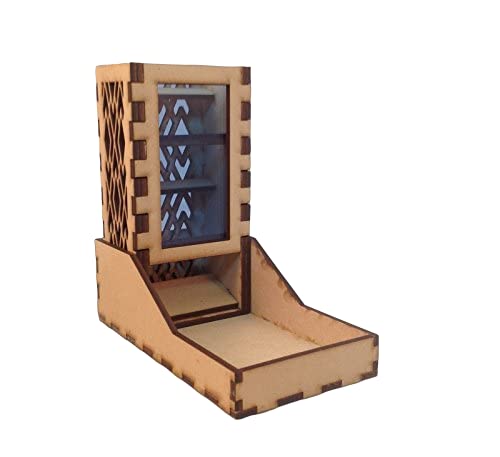 Mini Dice Tower and Tray v4 Medium Blue Acrylic Window Laser Cut MDF Unique Gift