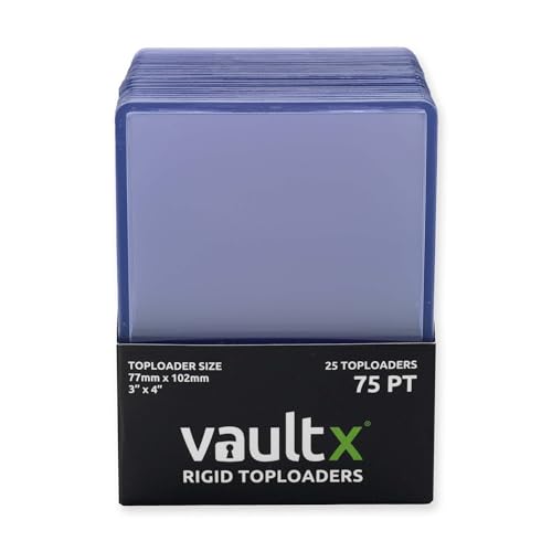 Vault X 75pt Toploaders (25 Pack) 3" x 4" Rigid Card Holders for TCG | Protects & displays cards, 75pt rigid. Seamless, crystal-clear 3" x 4" toploaders. 25-pack for sports cards & collectors. - size: 25 Pack, style: 75pt