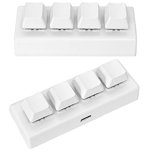 Mini 4 Keys Macro Mechanical Keypad, RGB Game Keyboard, USB-C | Portable One-Handed, Fully Programmable Keys, for Windows Mac OSU HID Standard, RGB Backlight, Red Switches, Hot Swap