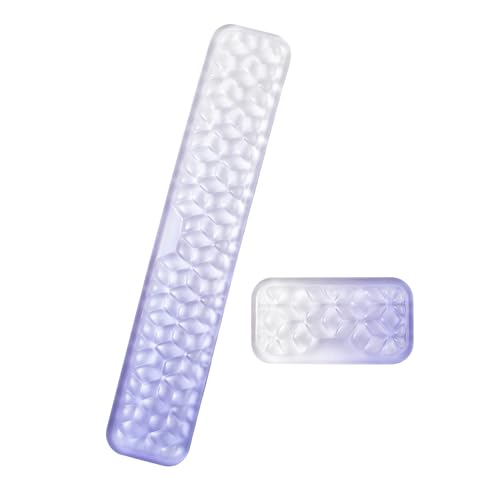 Gel Keyboard and Mouse Wrist Rest Set – Water Ripple Wrist Rest for Computer Keyboard 60%/68%/75%, Comfort & Support for Typing and Gaming (Purple Gradient) - color: Purple Gradient