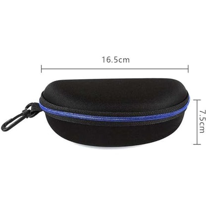 3 Pack Zipper Shell Eyeglasses and Sunglasses Case with Plastic Carabiner Hook - color: Blue