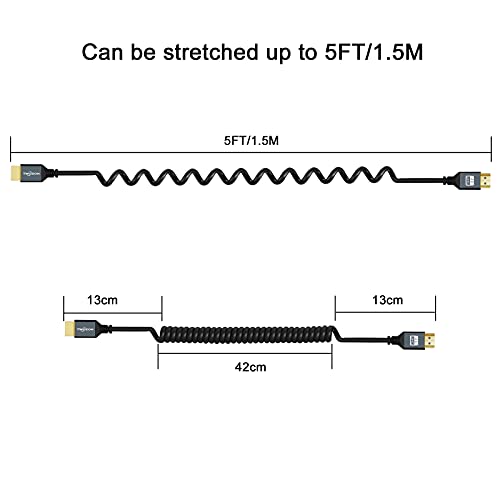 Twozoh HDMI to HDMI Coiled Cable, Support 3D,4K UHD, 1080p, HDMI 2.0a 2.0b 2.0 1.4a (Extend up to 1.5M/5FT) - color: COILED 1-Pack, size: 5Ft