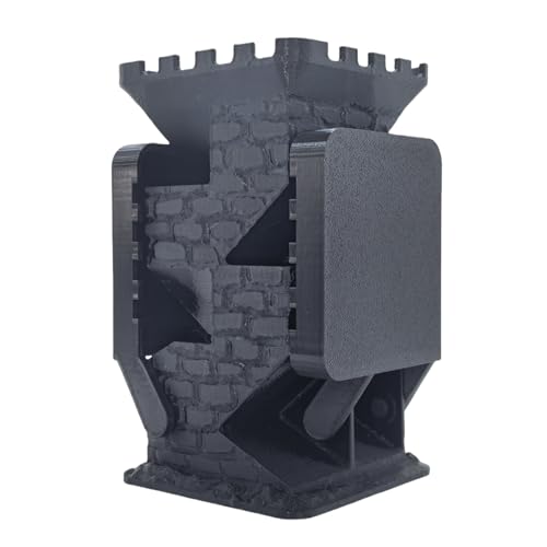 Castle Retro Black Dagger Dice Dice Tower Dungeons and Dragons RPG Tabletop Roleplaying Game Jail D&D (Random 7PCS D20 Dice Set Included) Black - color: Black