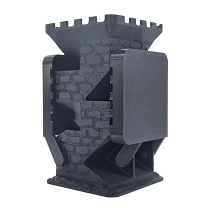 Castle Retro Black Dagger Dice Dice Tower Dungeons and Dragons RPG Tabletop Roleplaying Game Jail D&D (Random 7PCS D20 Dice Set Included) Black - color: Black