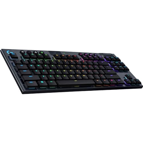 Logitech G915 TKL Tenkeyless Lightspeed Wireless RGB Mechanical Gaming Keyboard, Low Profile Switch Options, Lightsync RGB, Advanced Wireless and Bluetooth Support - Clicky - color: Black, size: TKL, style: G915 TKL