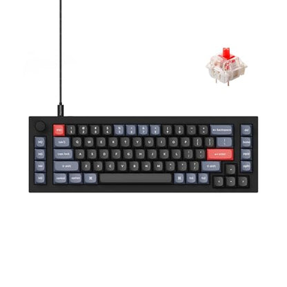Keychron Q65 Wired 65% Layout Compact Mechanical Keyboard with Knob, Hot-Swappable QMK/VIA Gaming Keyboard Aluminum CNC 1000 Hz Polling Rate Compatible with Mac Windows Linux-Gateron Red Switch - color: Black-Red Switch