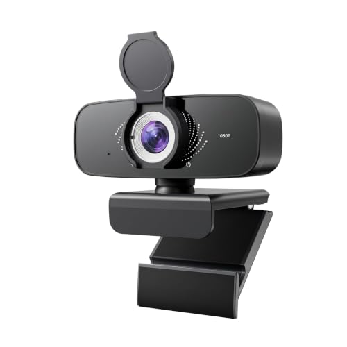 1080P Webcam with Microphone, Privacy Cover & USB-C Adapter | 105° FOV, Fixed Focus, Auto Light Correction, Plug & Play USB-A Camera with Tripod for Zoom, Teams, FaceTime and YouTube