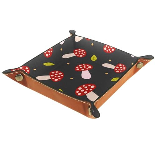 Cartoon Mushrooms Dice Tray PU Leather Dice Rolling Tray Folding Dice Holder for Dice Games, Like RPG, DND and Other Table Games - color: Multi 5