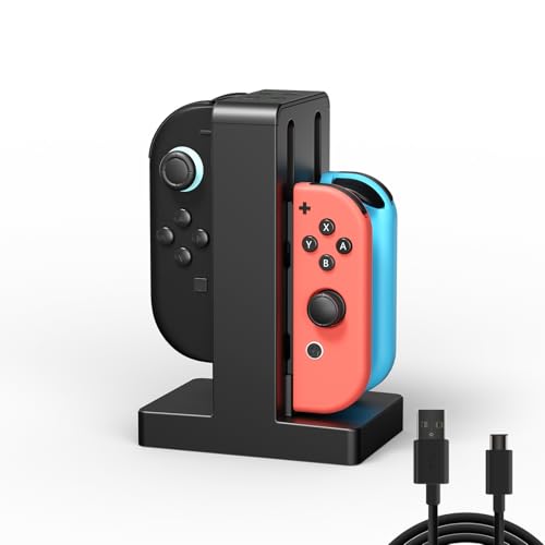 Joycon Charger Dock for 4 Switch Controllers, Charger Dock Compatible with Nintendo Switch & OLED Model Joycons, Joycon Charger Stand Station with Charging Cable