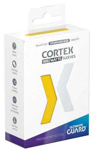 Ultimate Guard Cortex Outer Card Sleeves, 100 Standard Size TCG Sleeves, 66 x 91mm, Yellow Back, Matte Finish, No PVC & Acid-Free, High Clarity
