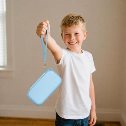 casmilee Handheld Game Console Case for WELLST·G/TaddToy/Beijue | Hard Shell, Padded Divider and Mesh Pocket, Carabiner Carry, for Kids and Adults, Case Only, Light Blue - color: Light Blue
