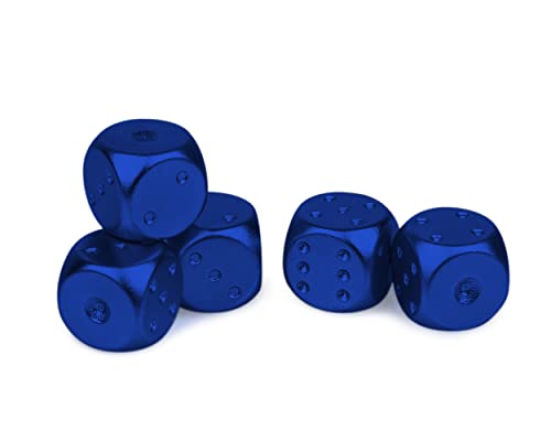 DS.DISTINCTIVE STYLE Aluminum Alloy Dice 5 Pieces 16mm Portable Metal Dices with Case 6 Sided Dice for Party Game - color: Blue, style: Rectangle
