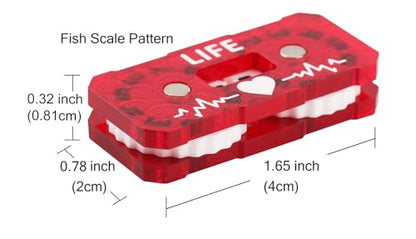 Life Counter 2 Pcs Pcak Twin Digits Dragon Scale Pattern Designed 2 x 4 cm (0.787 x 1.57 in) for cEDH Game & MTG Dual Game Made of Acrylic (Black & Red Scale) - color: Red & Black