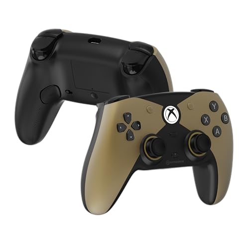 Hyperkin The Competitor Wired Controller for XBOX Series X|S, XBOX One & PC with Hall Effect Joysticks & Impulse Triggers; Symmetrical Layout & Precision D-Pad - Officially Licensed XBOX - Midas Touch - color: 골드.