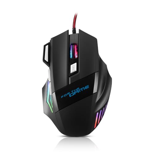Guiheng Wired Gaming Mouse, 7-Color Optical USB Mice for Laptop/Desktop, 1200 to 3600 and RGB Light, Ergonomic with 7 Programmable Buttons for Computer Windows 7/8/10/XP Vista Linux Chromebook PC