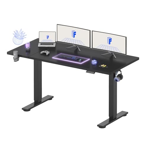 FLEXISPOT 63x32 Inch Electric Large Standing Desk for Home & Office, Spacious Splice Board Desk with Cable Management & Organizer, Cup Holder & Hook, Black - color: Black, size: 63"x32"