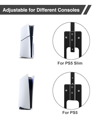 Upgraded Adjustable Console Holder Wall Mount for PS5: Black Gaming Stand for PlayStation 5/PS5 Slim/Pro Digital Disc Edition With 2 Controller Kits Black - color: Black