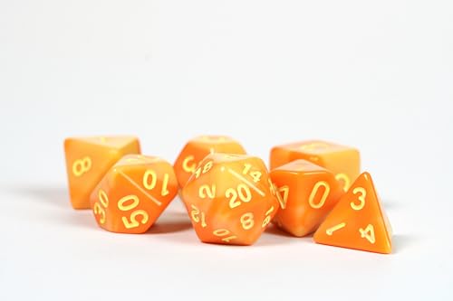 1985 Games Orange Kawaii Cat Dice Set – Dungeons and Dragons Dice | DND Tabletop Roleplaying - color: Orange