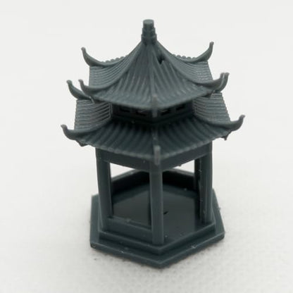 MRY-SFW Yao's Studio LYT72287 1/72 20mm Miniature Factory Building Military Car Railroad Track Accessory Props Diorama Scenery Double Layer Ancient Style Hexagonal Pavilion Architecture Model1pc