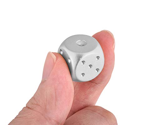 DS.DISTINCTIVE STYLE Aluminum Alloy Dice 5 Pieces 16mm Portable Metal Dices with Case 6 Sided Dice for Party Game - color: Silver, style: Rectangle