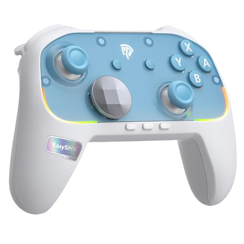 EasySMX S10 Switch 2 Controller-One Key Wake-up, Switch 2 Pro Controller with 6 Axis Gyro, NFC Function, TMR Anti-Drift Joystick, HD Rumble, Swappable D-Pad & Faceplate - color: white