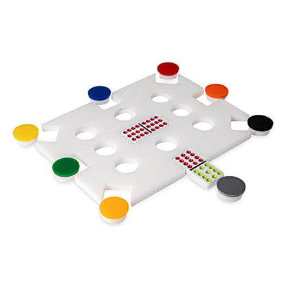 LuxeDominoes Mexican Train Dominoes Set for Adults – Modern Deluxe White Acrylic Double 12 Dominoes Game, 2-8 Players, Adult Game Night Gift (White) - color: White