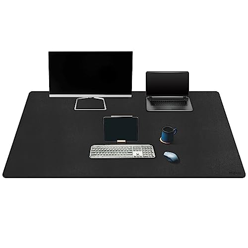 Mydours Extra Large 59" x 24" PU Leather Desk Pad, Desk Mat for Keyboard & Mouse, Premium Office Desk Protector with Stitched Border, Waterproof Surface for Home Office & Gaming Setup (Black) - color: Black, size: 59" x 23.6"