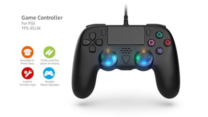 GAMFAMI Wired Controller Compatible with PS5/PS5 Pro/PS5 Slim/PC - Wired Controller with Built-in Advanced Back Buttons Programming/Turbo,with Thumbsticks | 2 High-Rise, 2 Mid-Rise (Black) - color: Black