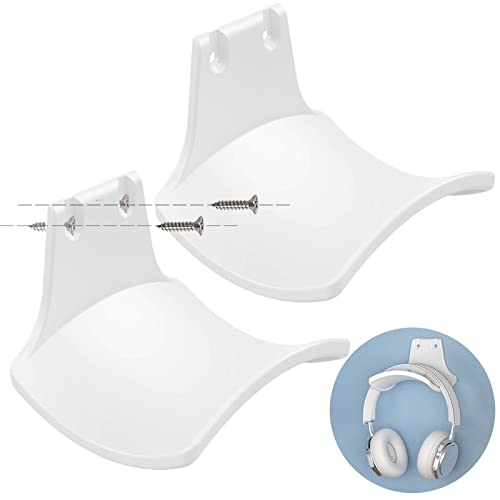 2-Pack Never Fall Headphone Hook Wall Mount Headset Holder White | Stand fixted with screws for airpods max sennheiser sony bose beats akg - color: White L(2 Pack)