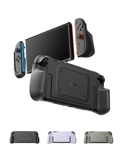 Belkin Nintendo Switch 2 Grip Case, Ergonomic, Dockable, Quick-Release Grip | Ergonomic Non-slip Protective Joy-Con Grip with Easy Joy-Con Removal, Dockable Quick-release Design, Built-in Kickstand - color: Black, style: Grip