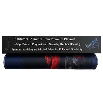 Foxtrot Designs TCG Playmat, Samurai and Cherry Blossoms 24in x 14in, Premium Stitched Edges, Non-Slip Base for MTG and Other Trading Card Games. MTG Playmat. Design (Honor) - color: Honor