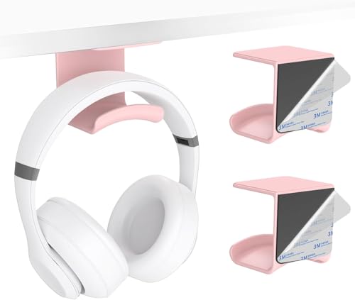 HomeMount Headphone Stand Headset Holder, Headphone Holder Under Table, Adhesive Gaming Headphone Stand Hanger Desk Mount for Most Headphone