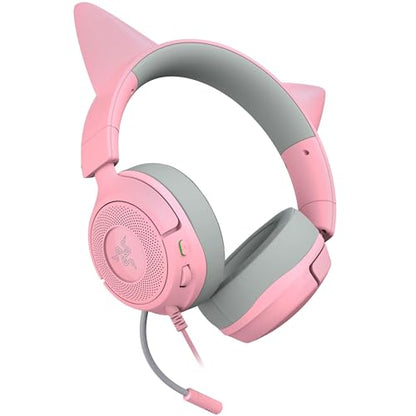Razer Kraken Kitty V3 X Wired Gaming Headset, Kitty Ears, Pink | HyperClear Cardioid Mic, 40 mm Drivers, 7.1 Surround Sound, Comfy Ear Cushions, Cross-Platform via 3.5mm PC, PS5, Xbox - color: Quartz Pink