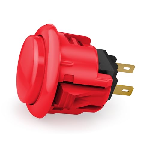 QANBA D-lite Arcade Button Original Buttons Snap-In Joystick Arcade Buttons for DIY arcade machines 24mm Push button switch (Boxed） (24mm Red（EL06) 24 Pcs) - size: 24mm Red（EL06) 24 Pcs