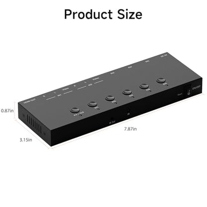5 in to 1 Out RCA/HDMI Switcher，3 Way HDMI 2.0 + 2 RCA to HDMI Converter, Support 4:3/16:9 4K and 3D for PS1/2/3/4/5, N64, SNES, Switch, DVD, Roku, etc. - color: 5 in to 1 Out RCA/HDMI Switcher