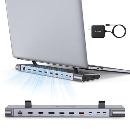 TobenONE Laptop Docking Station 3 Monitors,Triple 4K Display,10Gbps USB C/A | Laptop Stand Docking Station with 2 HDMI & DP,100W Power,2.5Gbps Ethernet,SD/TF 4.0,Audio,Fits Windows/Dell/HP/Lenovo Laptops