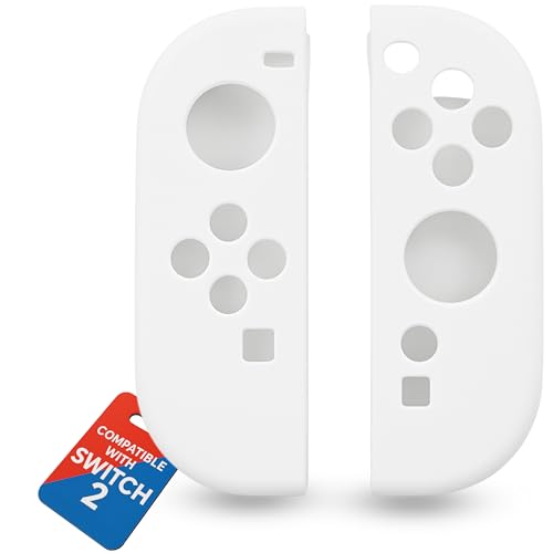 MatoSan® Silicone Grip Covers – 2-Piece Protective Skin Set Compatible with Switch 2 Controllers – Anti-Slip Case for Better Control – Gaming Accessories for Handheld Controllers (White) - color: White