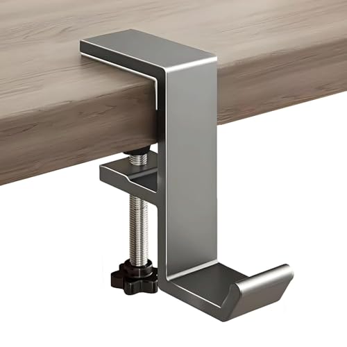 Headphone Stand - Aluminum Alloy Headphone Holder, Under Headset Stand for Desk Fit for PC Gaming Headset Hanger Hook Suitable for Office, Computer, Student Class Desk, Handmade Creator Table (Grey) - color: Gray