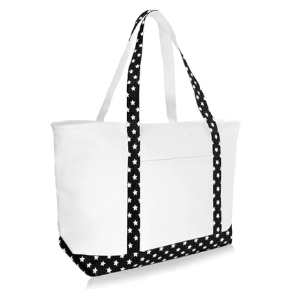 DALIX Daily Shoulder Tote Bag Premium Cotton in Black Star - color: Black Star