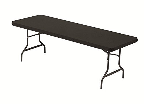 Iceberg iGear Stretch Fabric Table Top Cap Cover, 8 ft, Black | Measures 96"x 30"x3", durable stretch polyester fabric snugly fits to 8' table top, ideal for trade shows, banquets & parties - size: 96" x 30" (Rectangular)