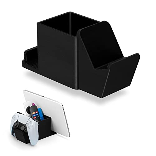Desk Organizer with Game Controller Holder, Tablet Stand for iPads/iPhones, TV Remote & Pen Storage, Reduce Desktop Clutter, Have All Your Side Table Items in One Space (Black) - color: Controller & Tablet Black