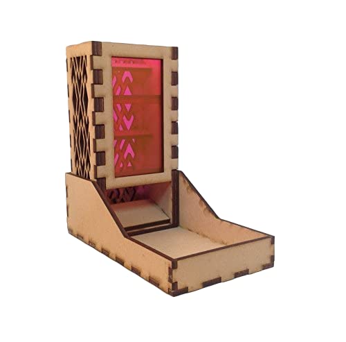 Mini Dice Tower and Tray v4 Neon Pink Acrylic Window Laser Cut MDF Unique Gift